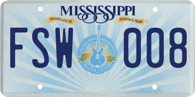 MS license plate FSW008