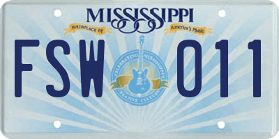 MS license plate FSW011