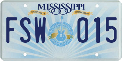 MS license plate FSW015