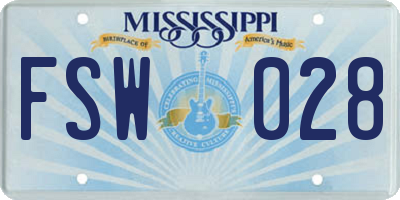 MS license plate FSW028