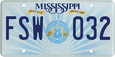MS license plate FSW032