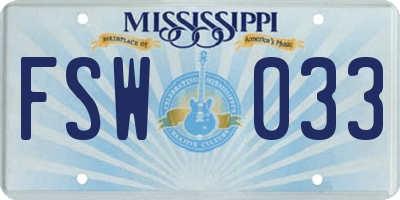 MS license plate FSW033