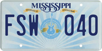 MS license plate FSW040