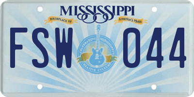 MS license plate FSW044