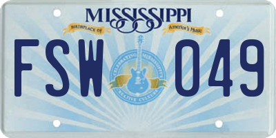 MS license plate FSW049