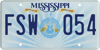 MS license plate FSW054