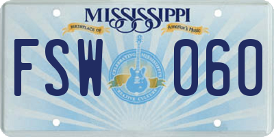 MS license plate FSW060