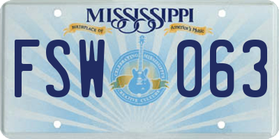 MS license plate FSW063
