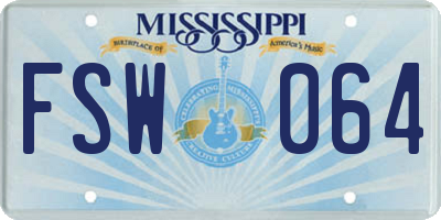 MS license plate FSW064