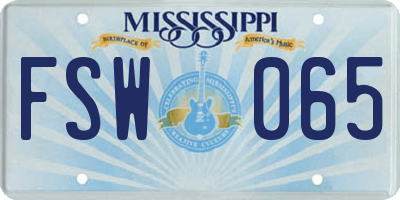 MS license plate FSW065
