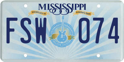 MS license plate FSW074