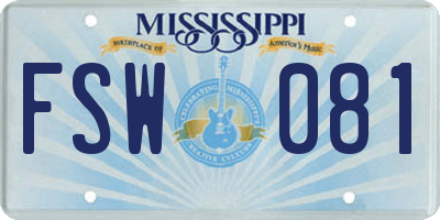 MS license plate FSW081