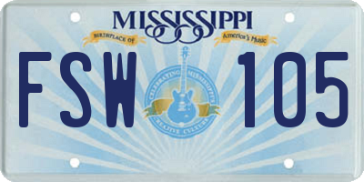 MS license plate FSW105