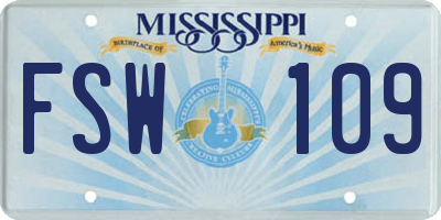 MS license plate FSW109