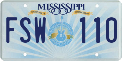 MS license plate FSW110