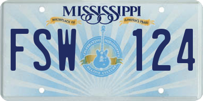 MS license plate FSW124