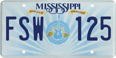 MS license plate FSW125