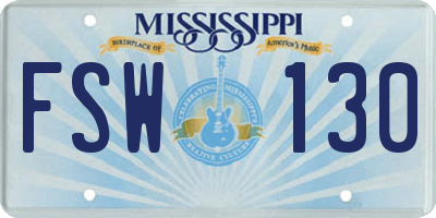 MS license plate FSW130