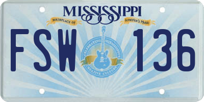 MS license plate FSW136