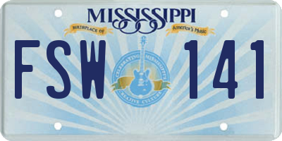 MS license plate FSW141