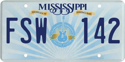 MS license plate FSW142