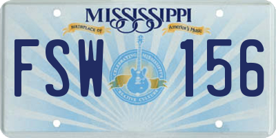 MS license plate FSW156