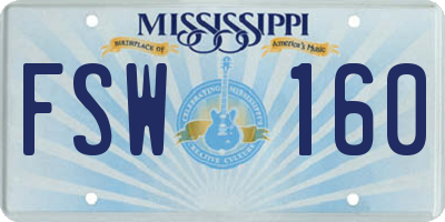 MS license plate FSW160