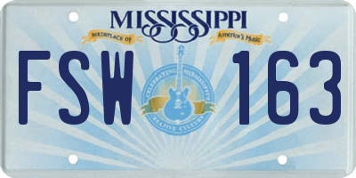 MS license plate FSW163
