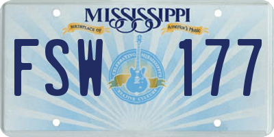 MS license plate FSW177