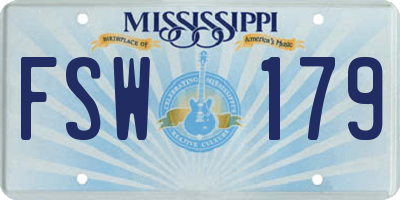 MS license plate FSW179