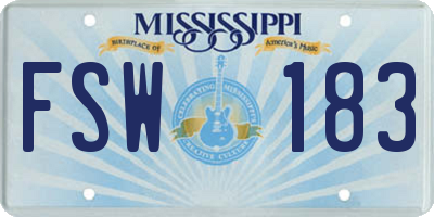 MS license plate FSW183