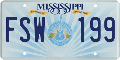 MS license plate FSW199
