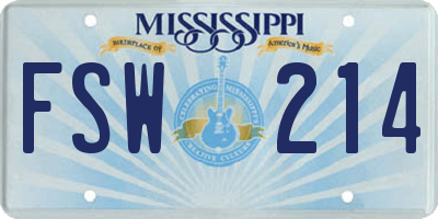 MS license plate FSW214