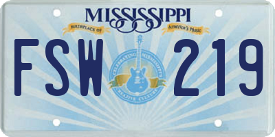 MS license plate FSW219