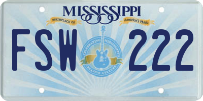 MS license plate FSW222