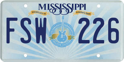 MS license plate FSW226