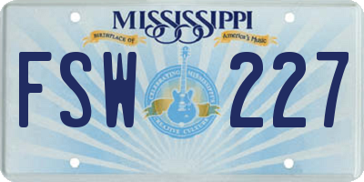 MS license plate FSW227