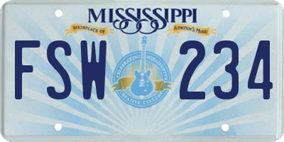 MS license plate FSW234