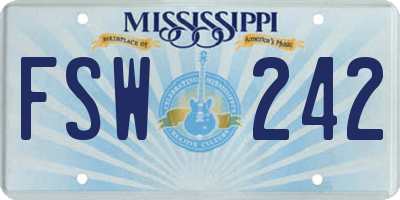 MS license plate FSW242