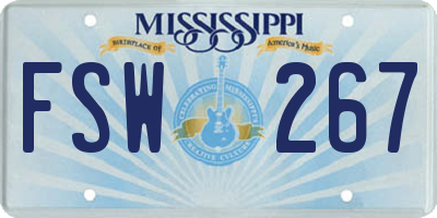 MS license plate FSW267