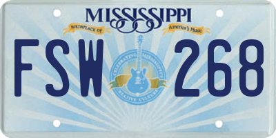 MS license plate FSW268