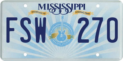 MS license plate FSW270