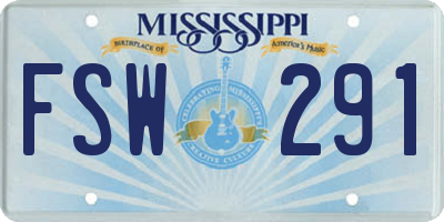 MS license plate FSW291
