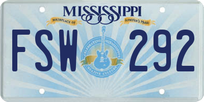 MS license plate FSW292