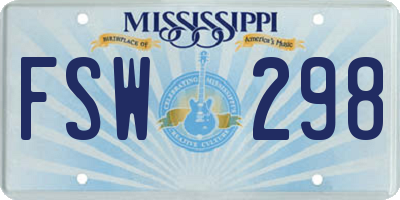 MS license plate FSW298
