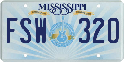 MS license plate FSW320