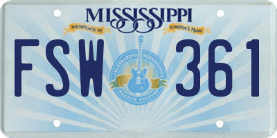 MS license plate FSW361