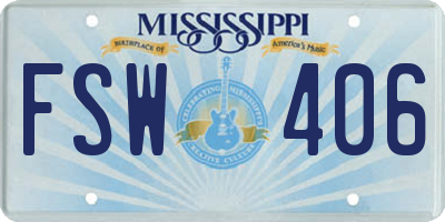 MS license plate FSW406