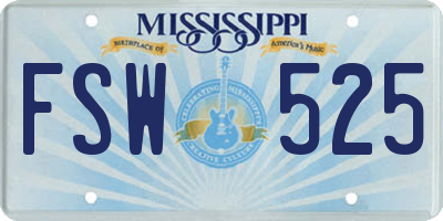 MS license plate FSW525