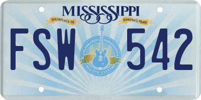 MS license plate FSW542